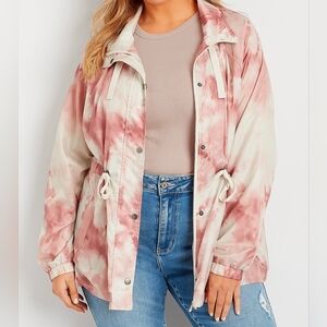 Maurices Maurice’s Zip Up Jacket Cinched Waist Dusty Pink & Cream